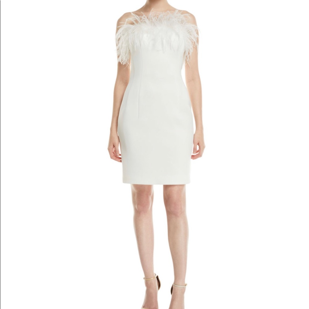 Jovani White Feather Cocktail Dress - NEW